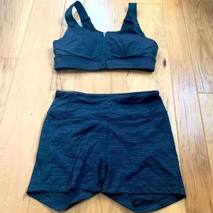 Outdoor Voices Tech Sweat power bra and shorts